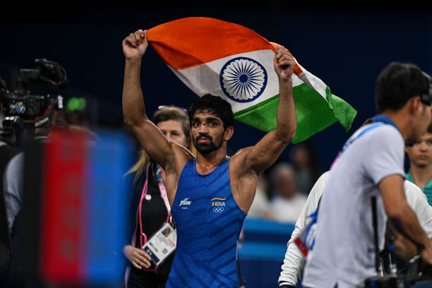 Picture by Getty ImagesAman Sehrawat Becomes India's Youngest Olympic Medallist with Bronze in Men's 57kg Wrestling at Paris 2024